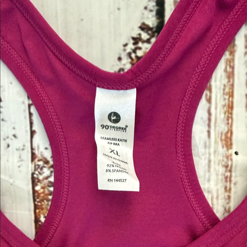 90 Degree By Reflex Fuchsia Front-Zip Racerback Sports Bra XL NWT - Picture 8 of 11